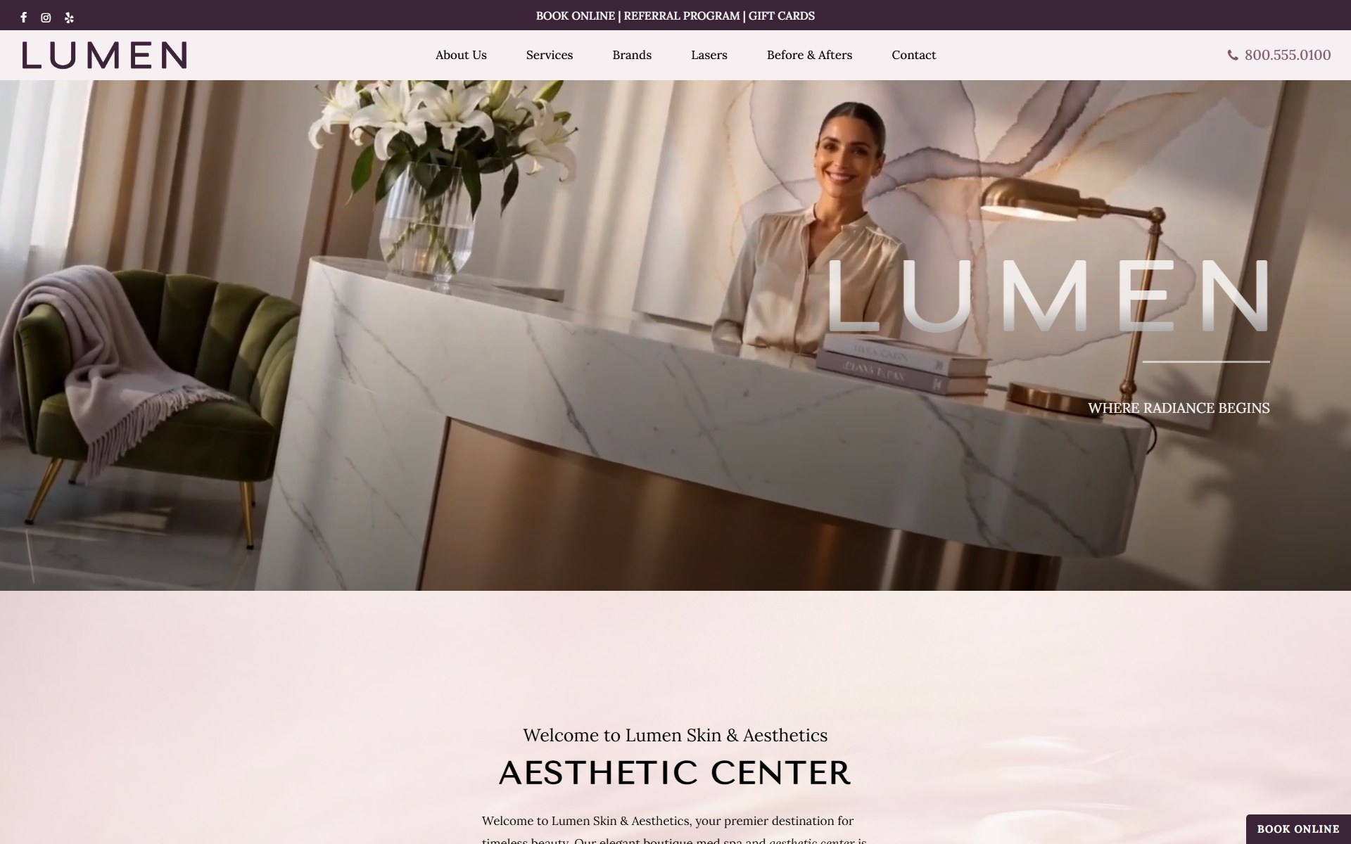 Lumen Skin & Aesthetics website